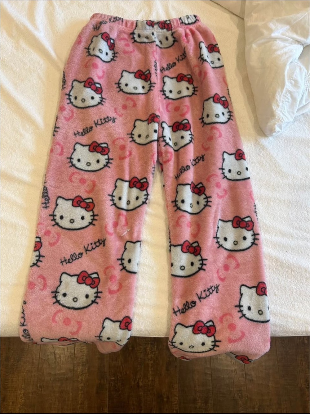 Hello Kitty Pink and White Fleece Pajama Bottoms for Kids